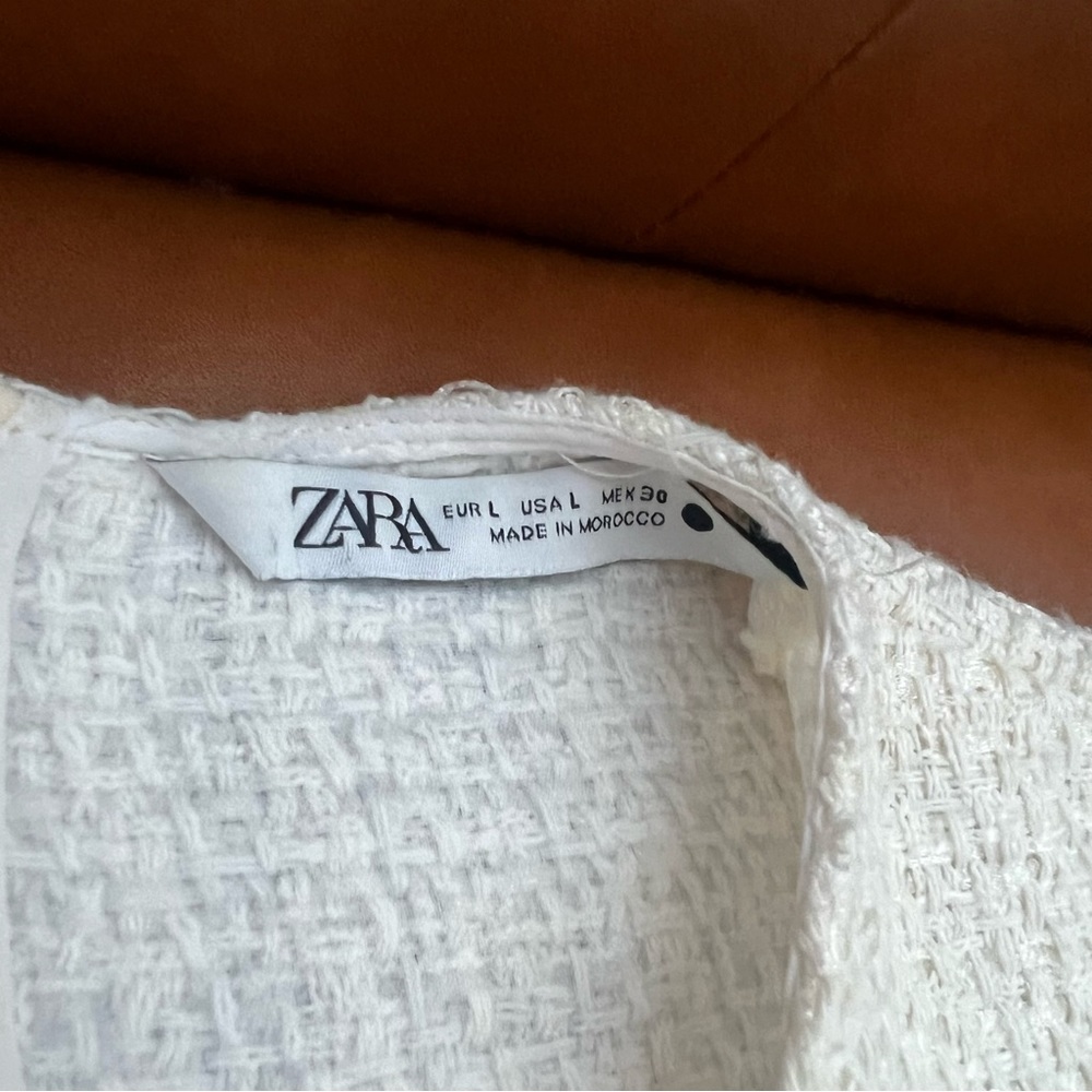 Zara L Maxi Off White Ivory Textured Weave Tweed Fringe Dress Blogger favorite - Picture 9 of 16